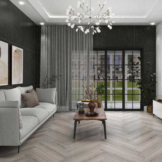 Decora Herringbone 8mm – Lunar Grey £24.99m2 = £32.81 A BOX